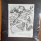 Engraving by Don Davey The Crookedest Street in the World San Francisco 1977