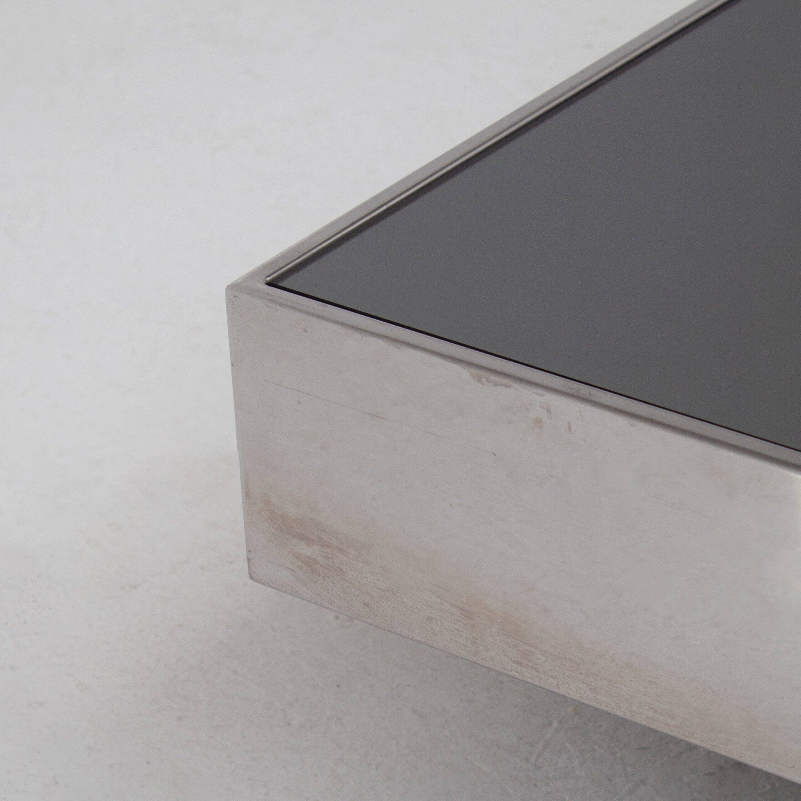 Vintage Chrome Coffee Table with Smoked Glass