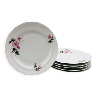 6 Flat Plates in Limoges porcelain, Chastagner