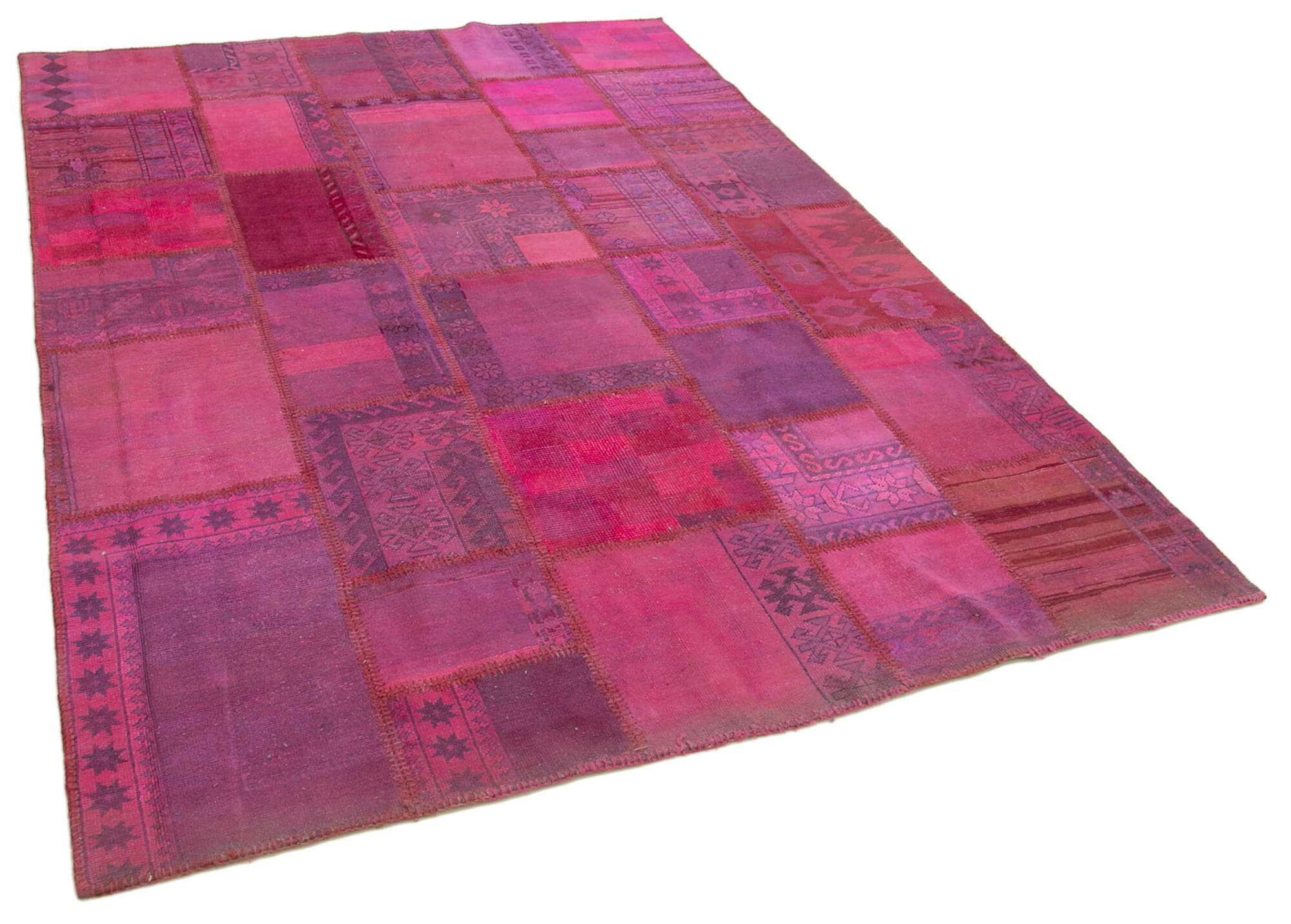 Handmade oriental 178 cm x 248 cm pink patchwork carpet