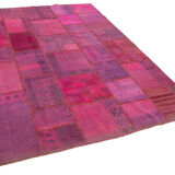 Handmade oriental 178 cm x 248 cm pink patchwork carpet