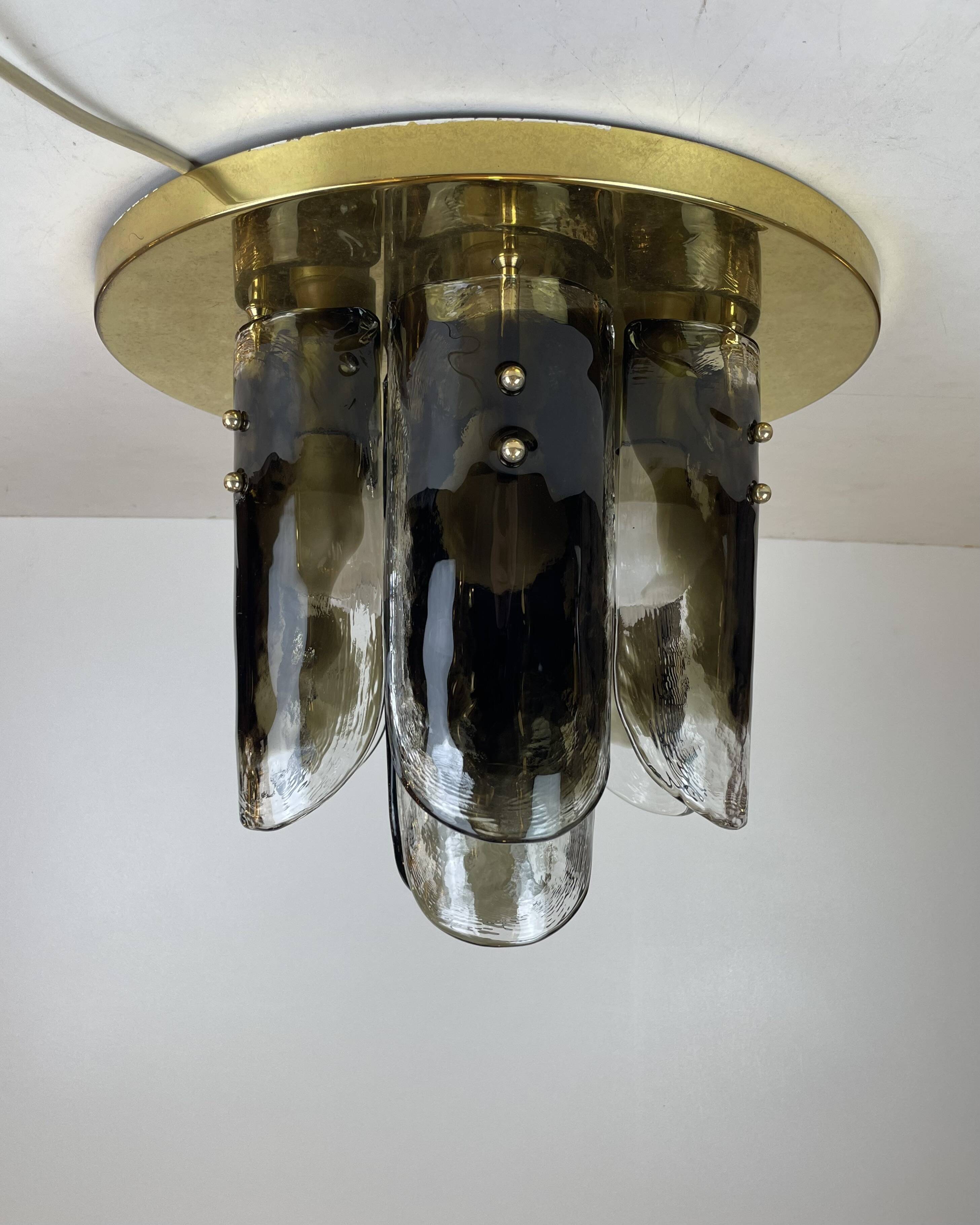 Murano & Brass Ceiling Lamp by J.T. Kalmar, Austria, 1960s