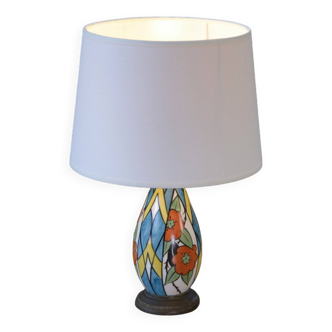 Ceramic lamp on bronze base Art Deco 1930s