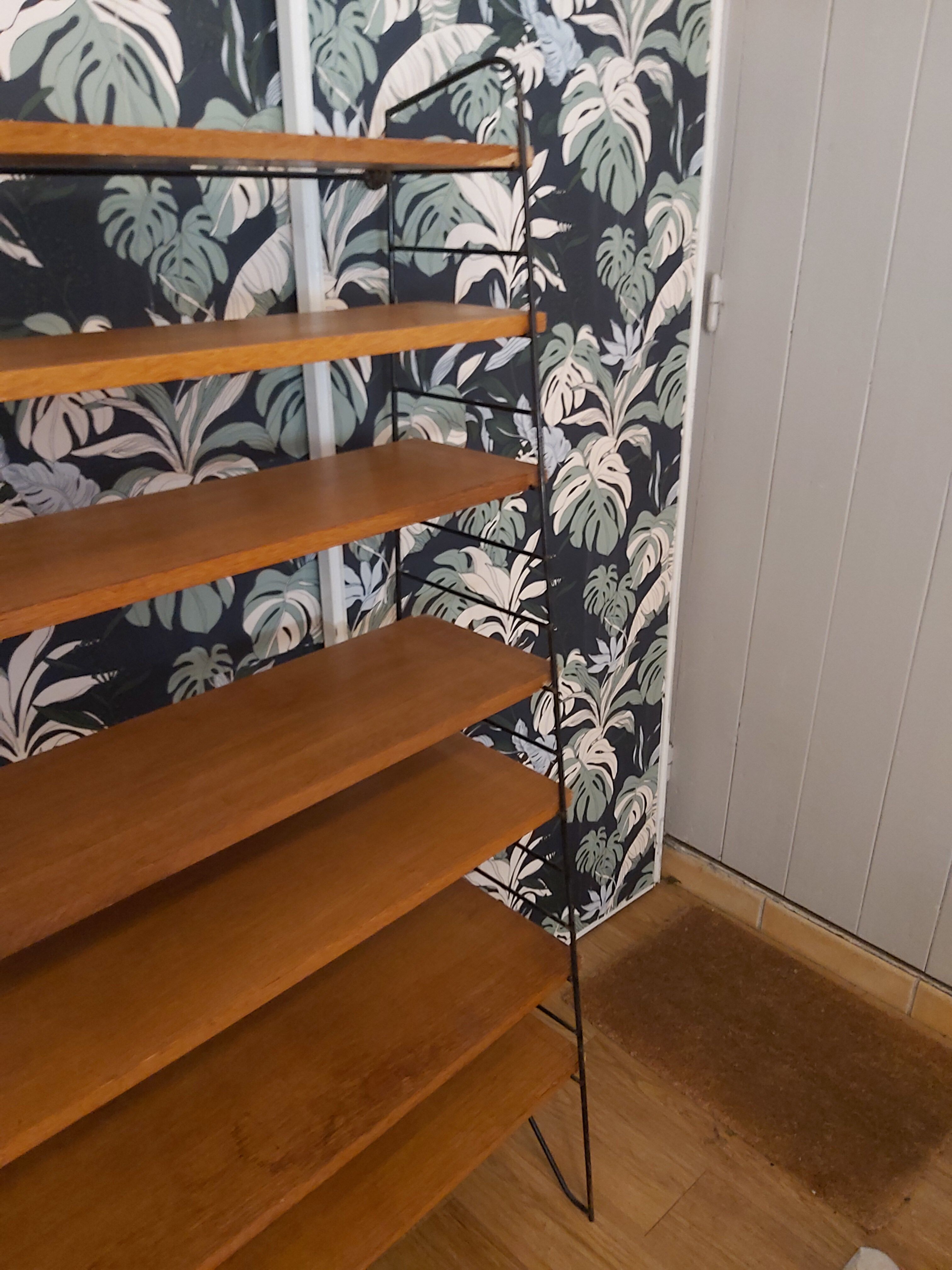 Large string shelf on vintage foot