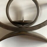 Pair of modernist candlesticks in beaten iron 1970