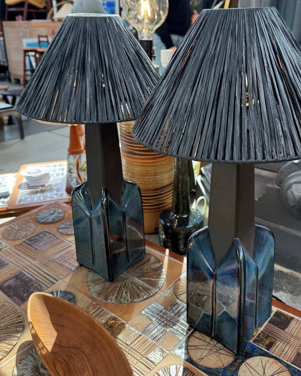 Stoneware ceramic table lamps by Einar Johansen for Søholm Stentøj, 1970s, set of 2