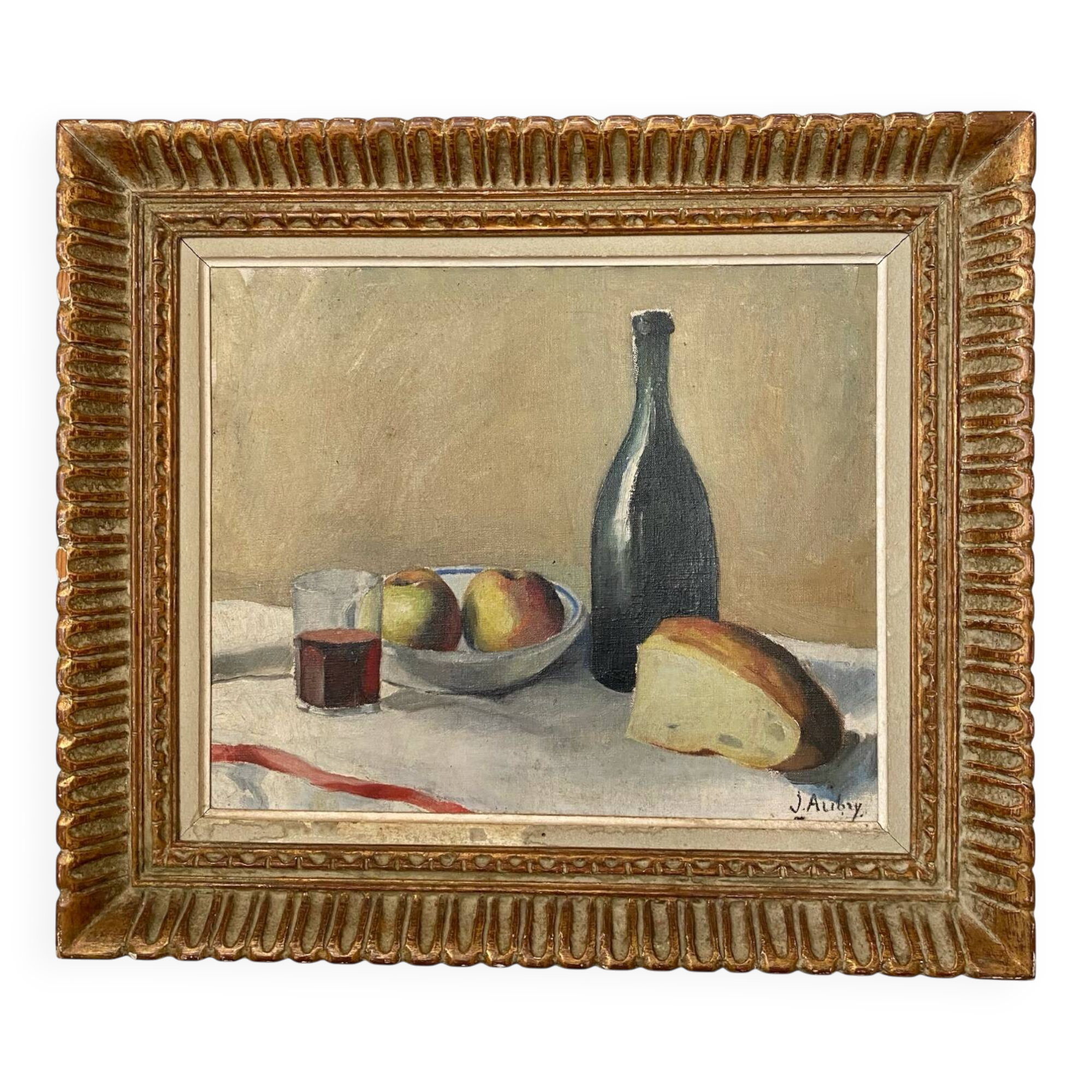 Framed still life by J. Aubry
