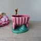 Pot, vase, small doe fawn planter pulling a vintage ceramic cart