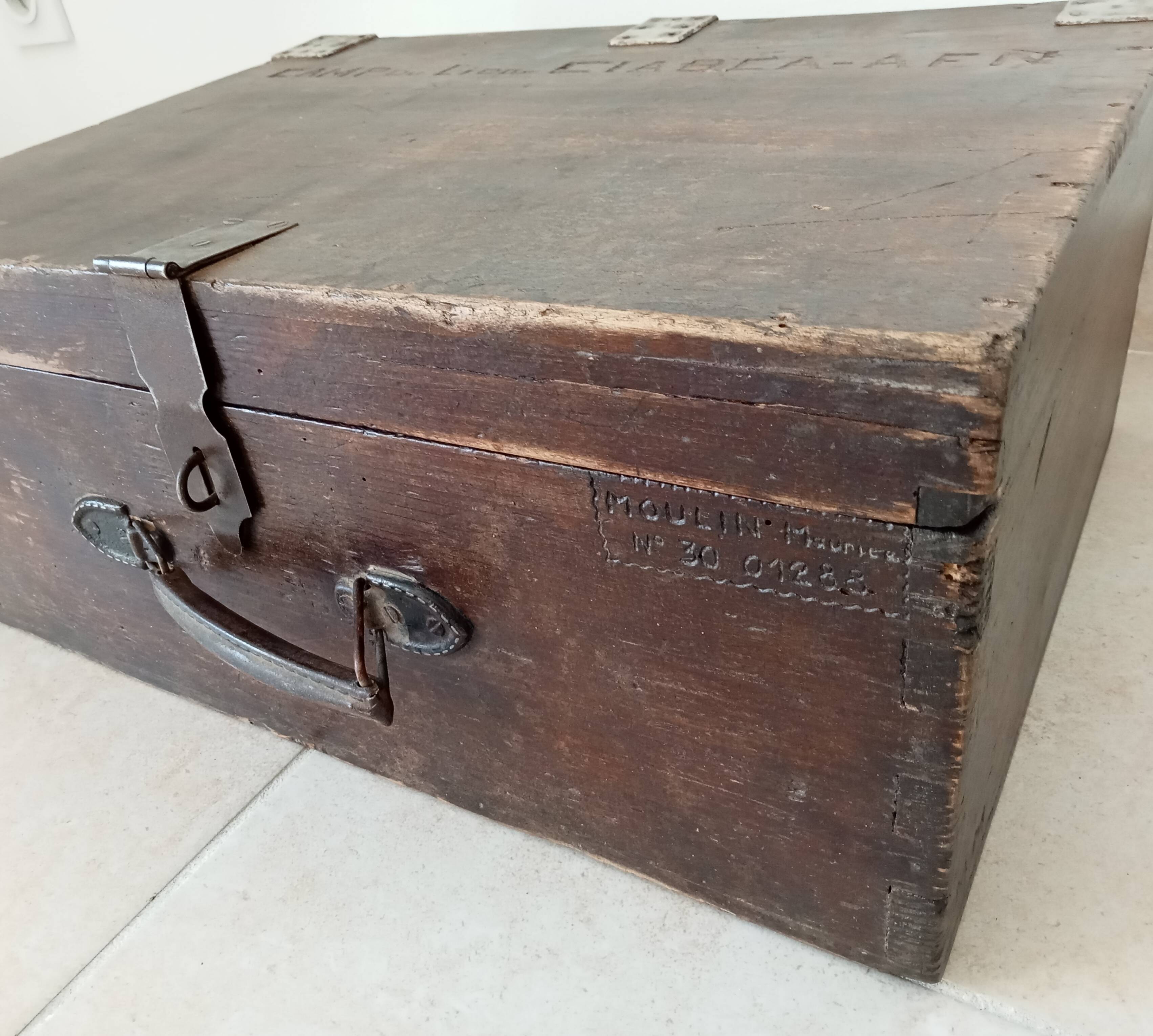 Wooden military suitcase from the 1950s