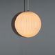 Scandinavian hanging lamp with white ribbed round ball lampshade