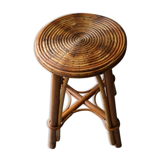 Tabouret rotin vintage 1960
