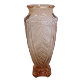 Art Deco pink blown glass vase
