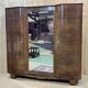 Armoire de chambre Art déco en loupe de noyer, travail des années 1940