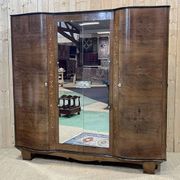 Art Deco bedroom wardrobe in walnut burl, made in the 1940s