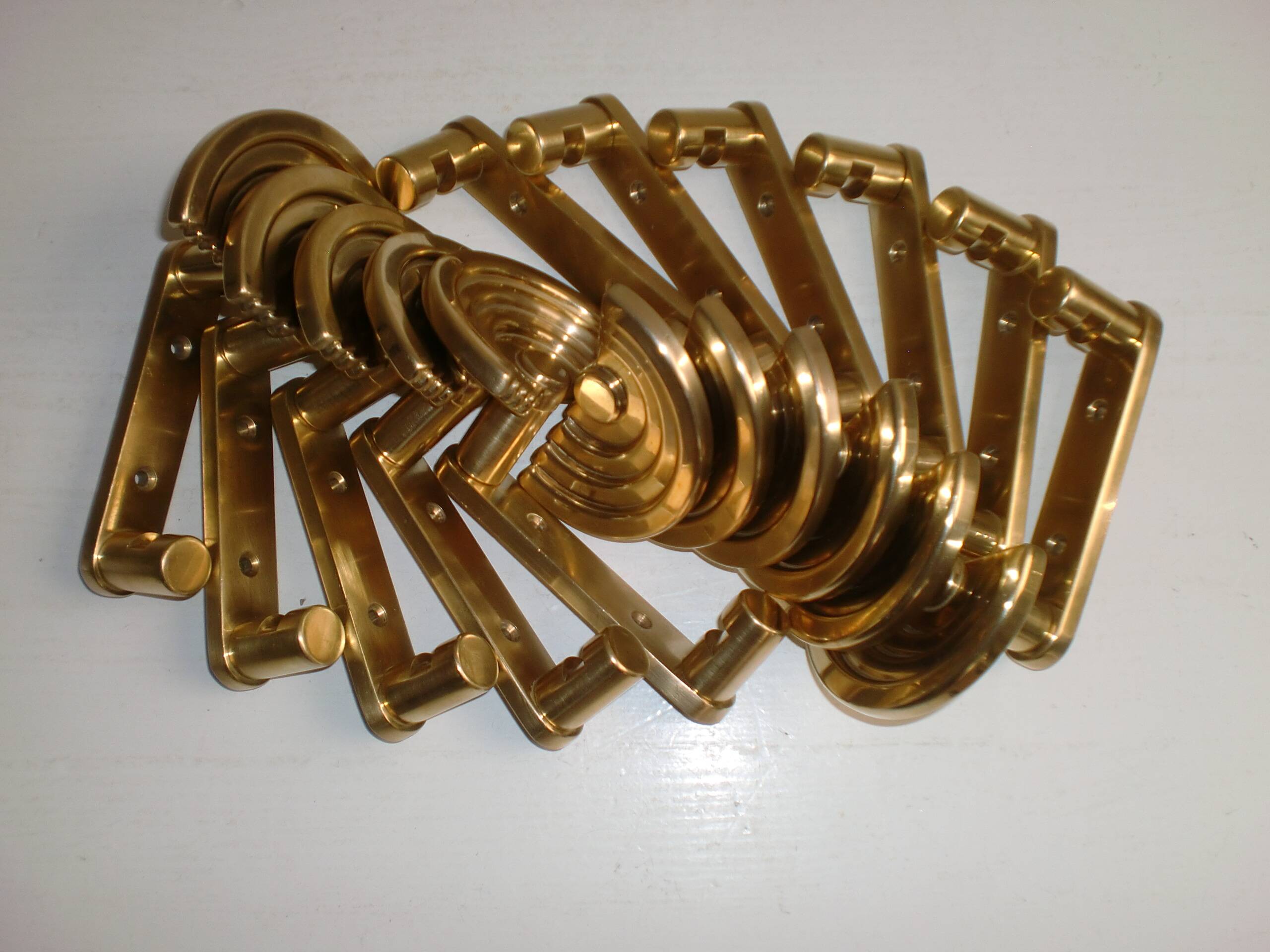 1 out of 10 pcs. Postmodern italian designer sottsass brass wall coat hooks
