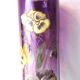 Legras enameled vase, multicolored pansies, colorless gradient purple glass