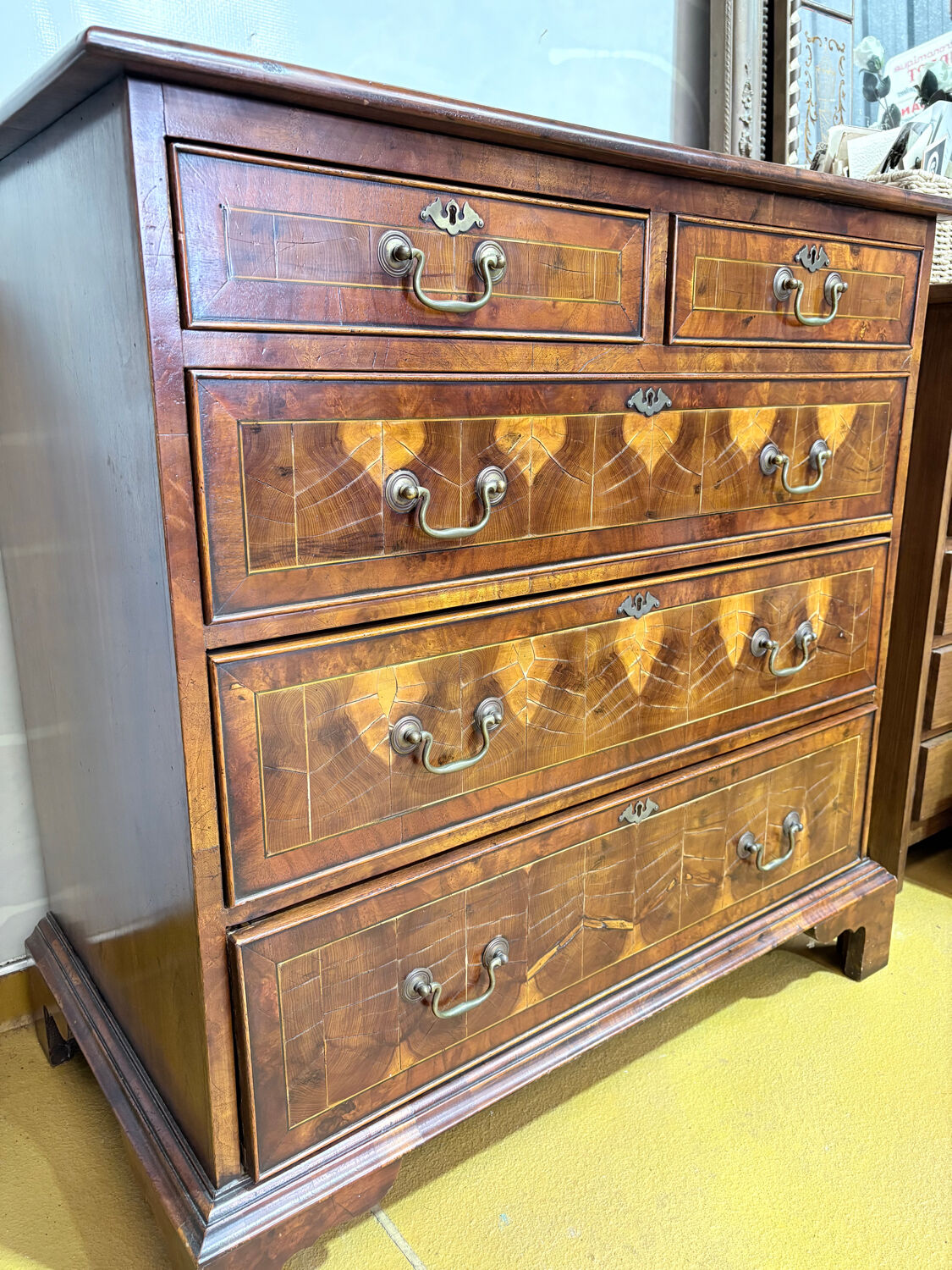 19th century Georgian style commode in end-grain wood marquetry.