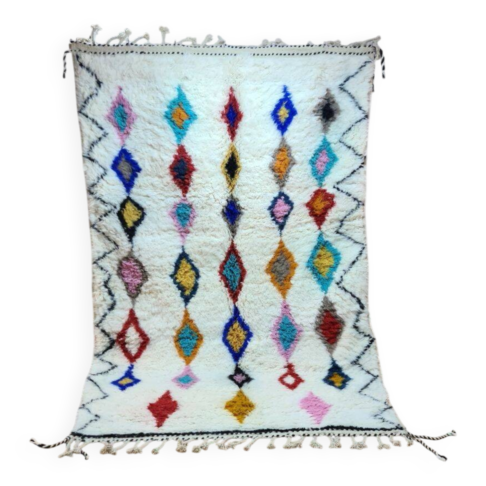 Berber Rug 250x150 cm - Multicolored Diamond Patterns