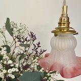 Vintage tulip ride in pink and white frosted glass