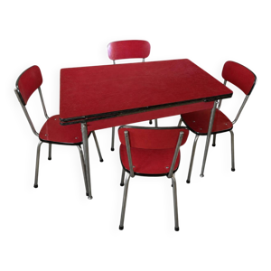 Table de cuisine vintage - rouge