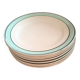 Set of 10 St Amand plates. Amanda model. White with a sea green border. 2 sets.