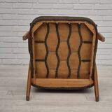 1960s, Danish armchair, furniture wool/cotton fabric, teak wood.