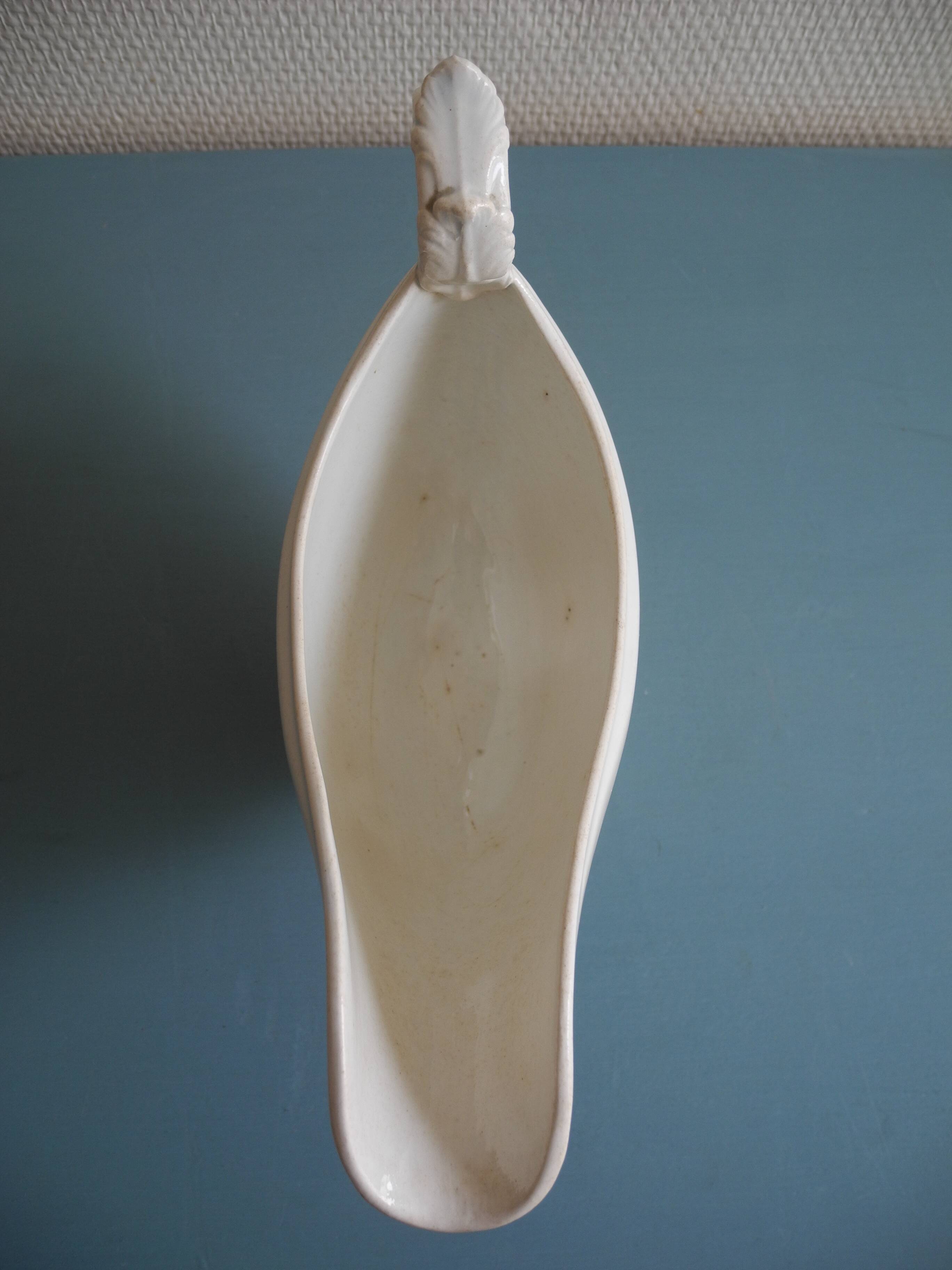 Old earthenware sauceboat Creil-Montereau 19th century