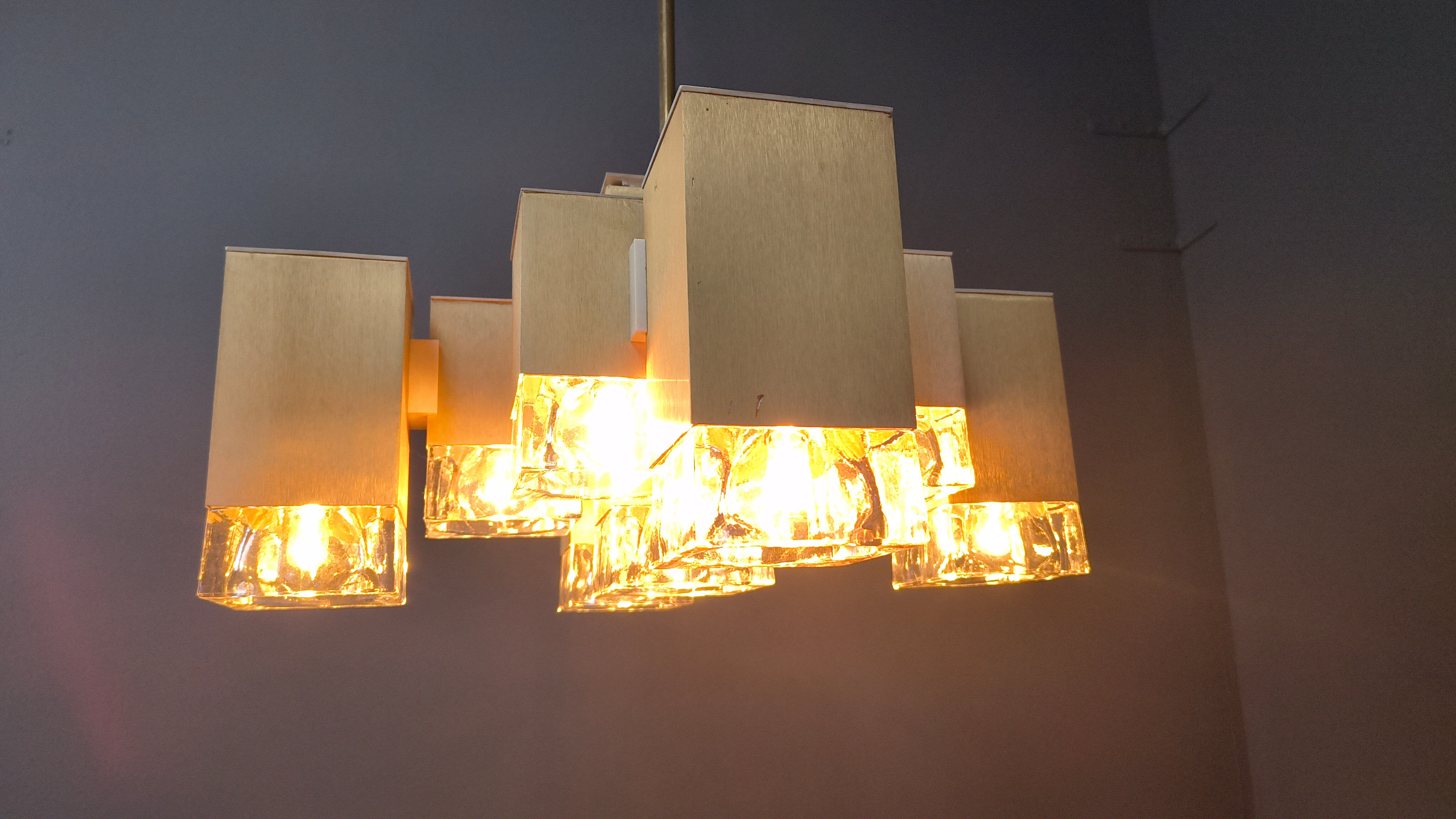 Vintage cubic chandelier by Gaetano Sciolari, 1970s