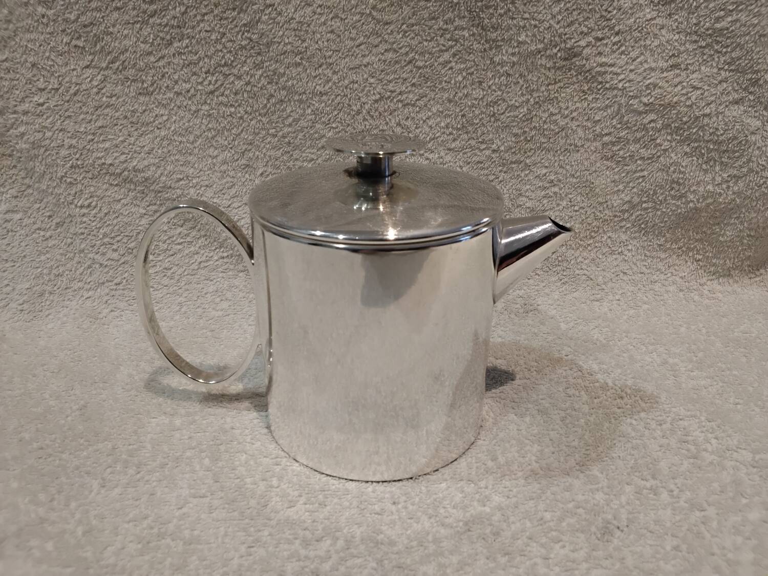Silver metal teapot silversmith Christofle model Mercury Sabattini