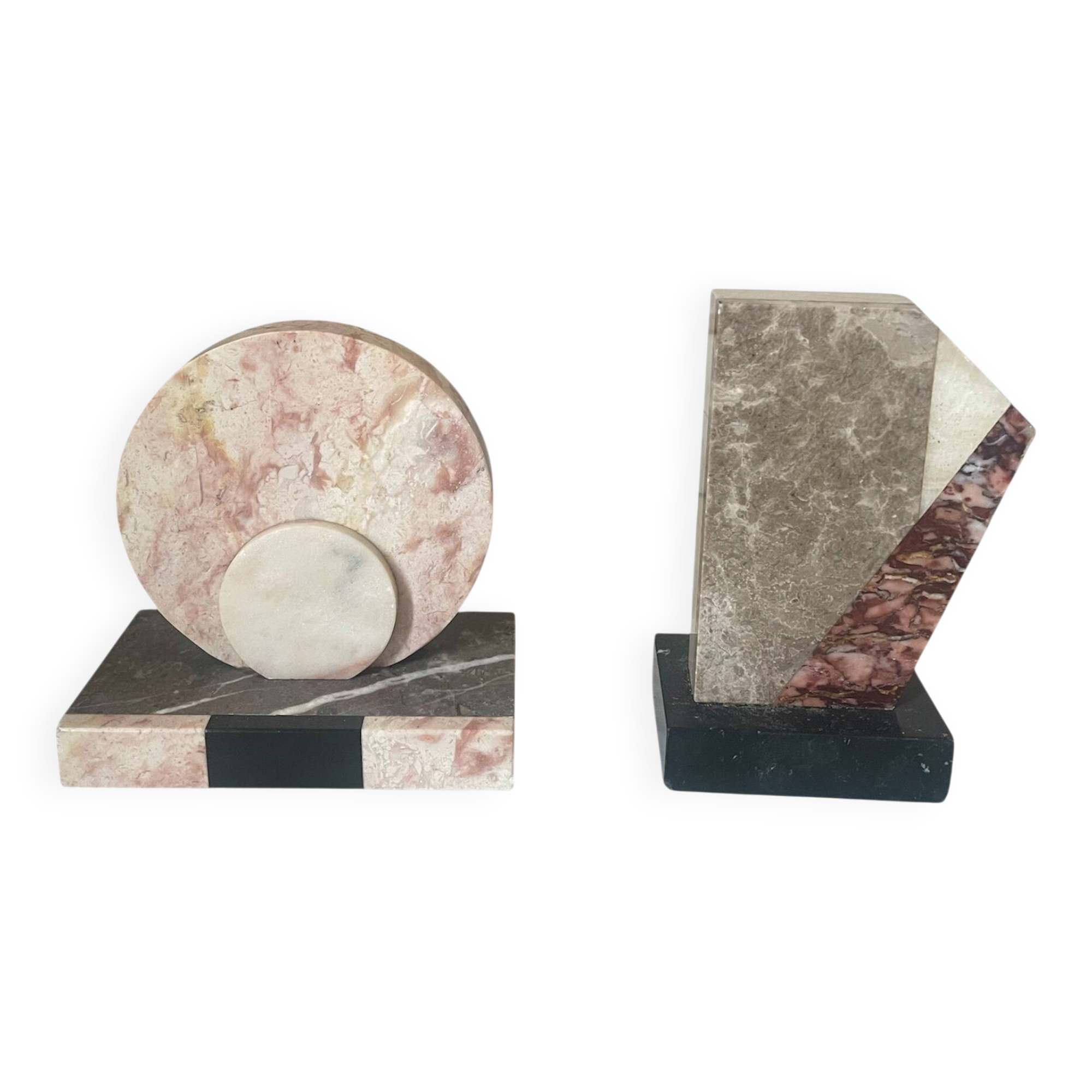 asymmetrical marble Art Deco bookends