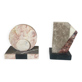asymmetrical marble Art Deco bookends