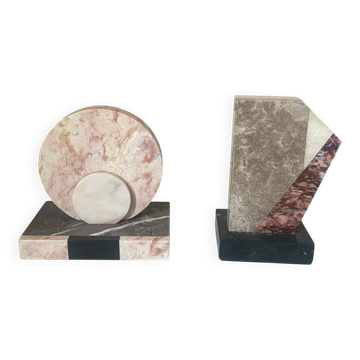 asymmetrical marble Art Deco bookends