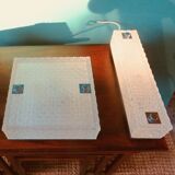 Pair of rectangular wall lights and square low relief glass wall lights. DVE Germany 1970