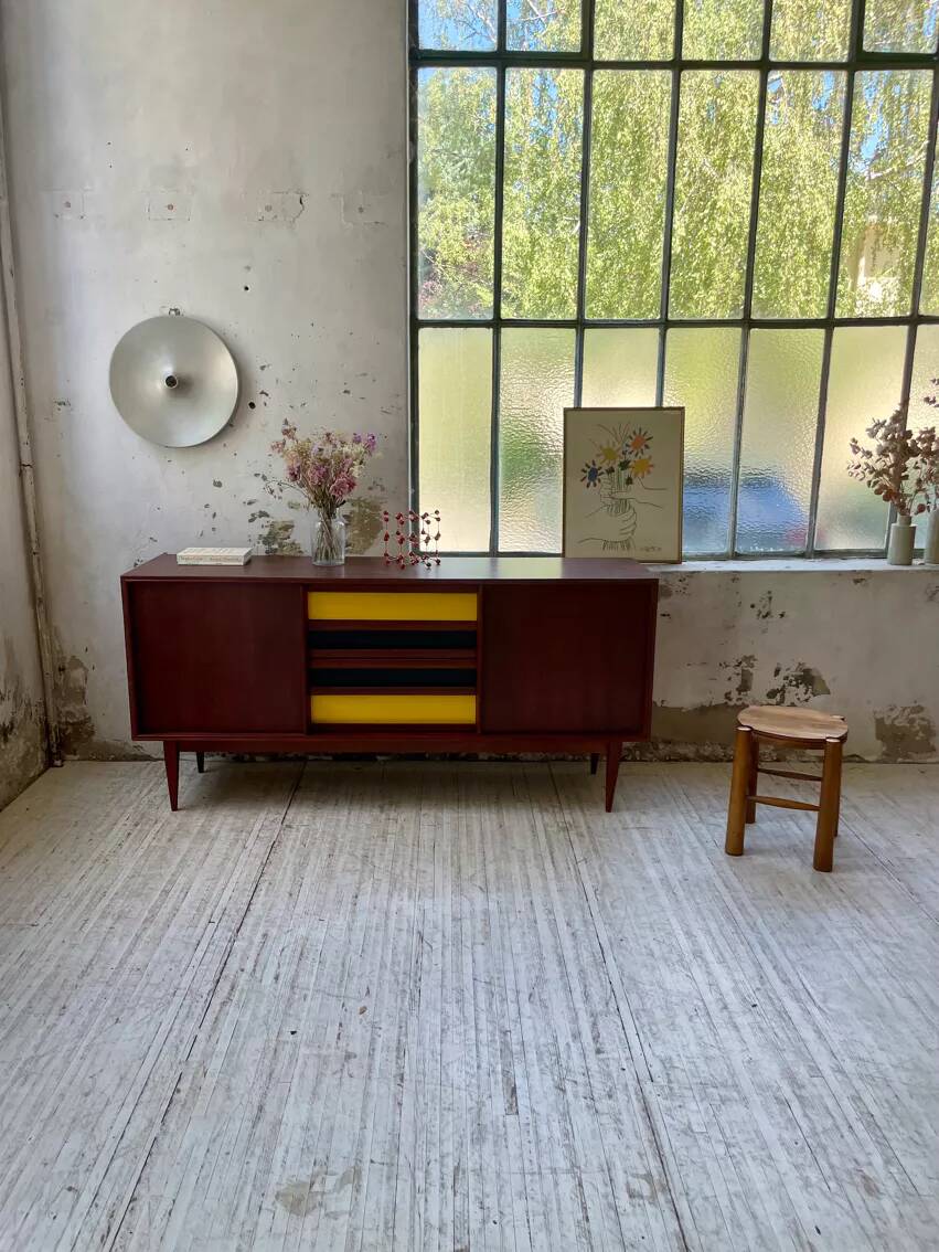 Scandinavian modernist teak sideboard with 4 drawers
