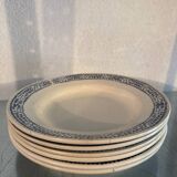 Set of 6 vintage blue and white speckled soup plates