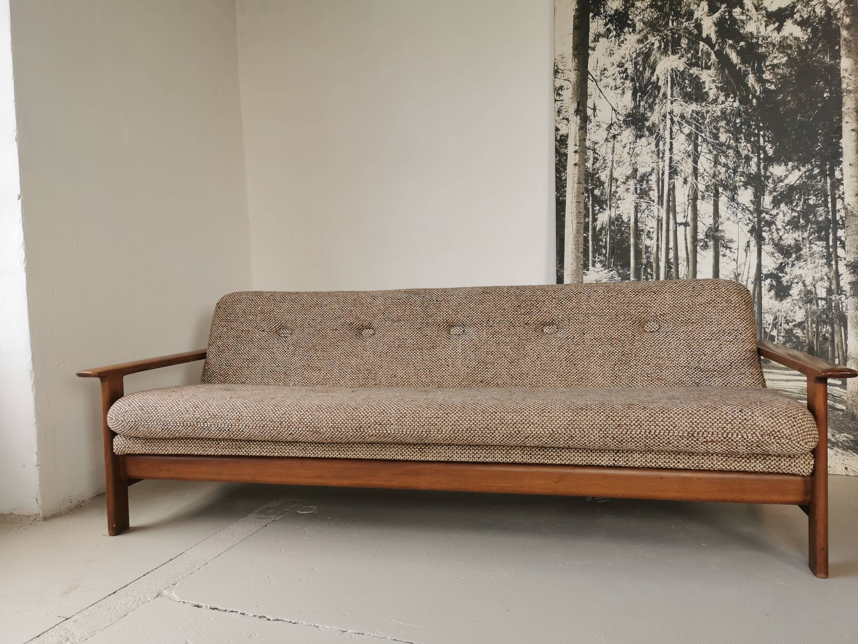 Banquette day bed en chêne design 1970