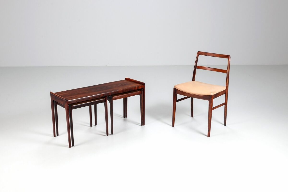 Erling Torvits nesting tables in rosewood Heltborg Mobler Denmark 1960