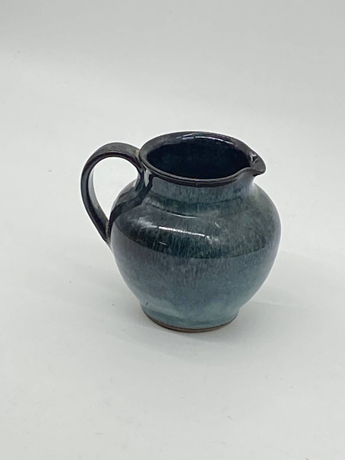 Blue/black ceramic pitcher, Vallauris, signed, vintage