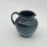 Blue/black ceramic pitcher, Vallauris, signed, vintage