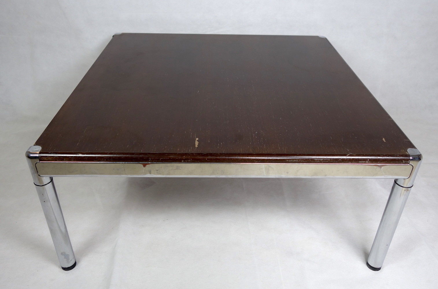 Table basse vintage bois et métal circa 1970