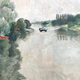 La Seine vers Marly de M. Tassart vers 1950. Huile sur panneau.