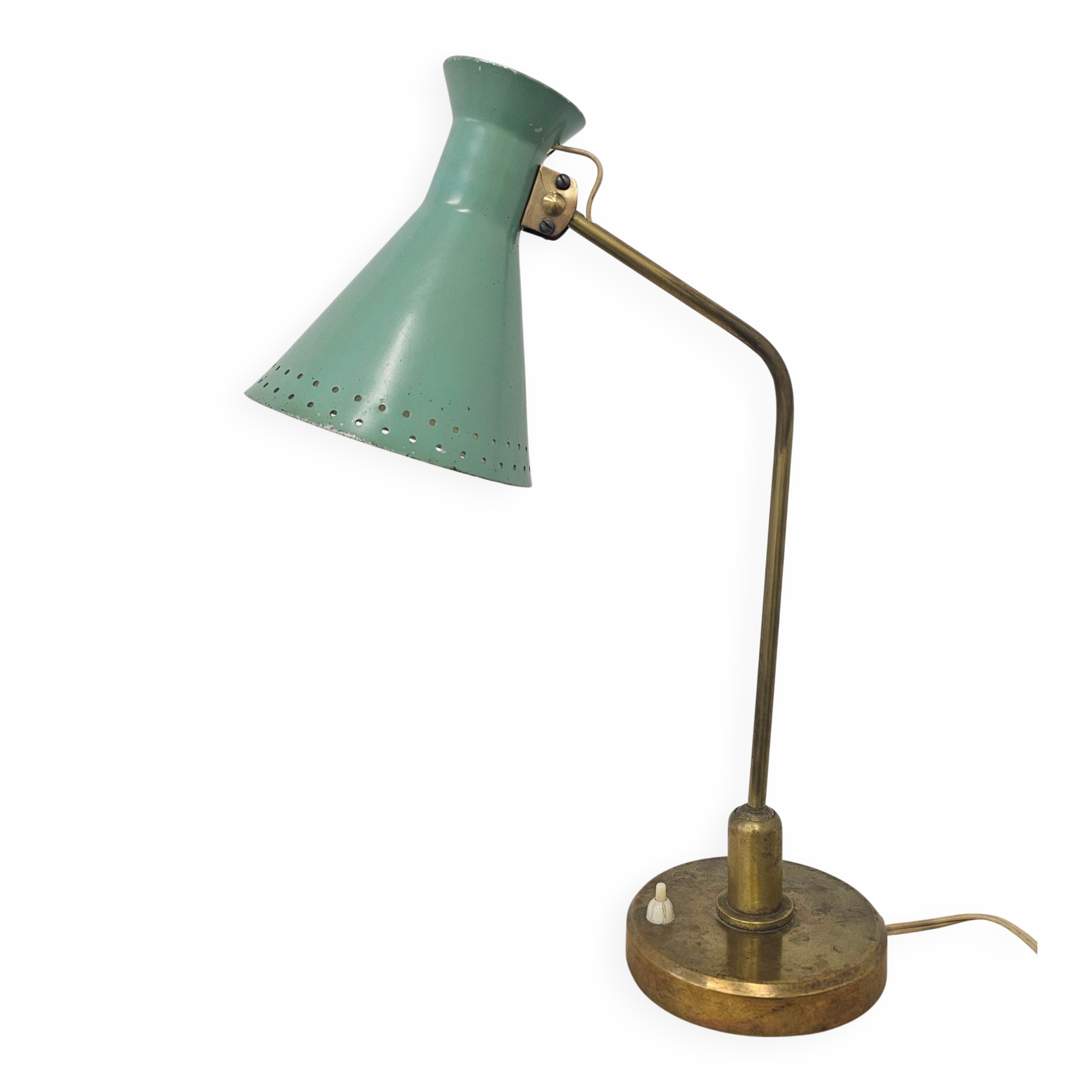 Mid-Century table lamp with a conical metal shade, attributed to Stilnovo.