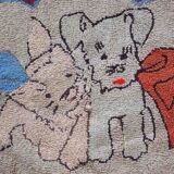 Old American Carpet Hooked handmade 55cm x 87cm 1930s, 1C458