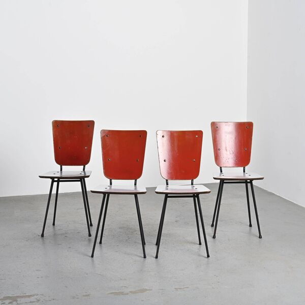 Ensemble table et chaises de cuisine par André Sornay, Lyon 1955