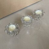 Set of 3 old glass candlesticks