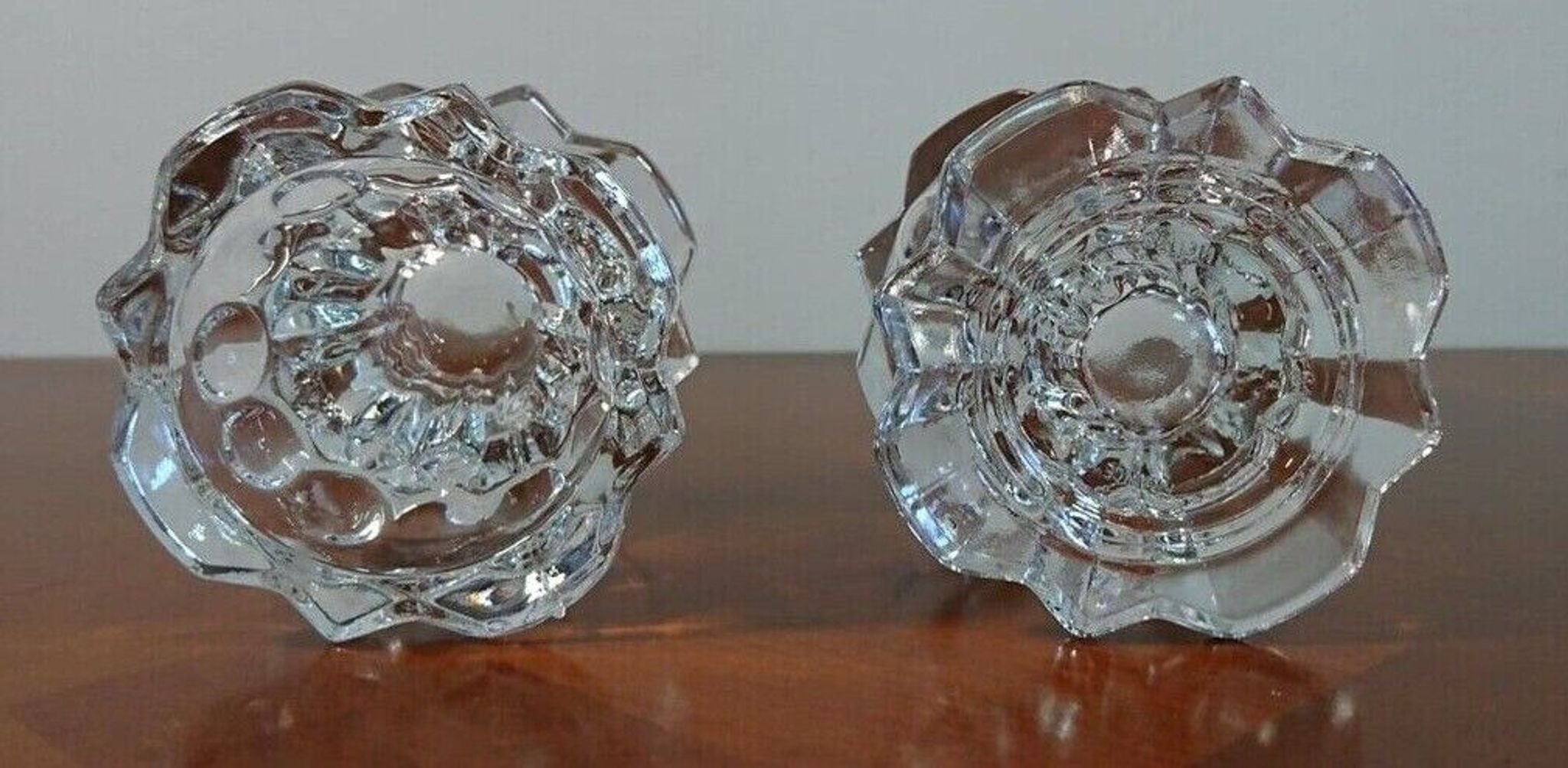 Pair of reims glass candlesticks france