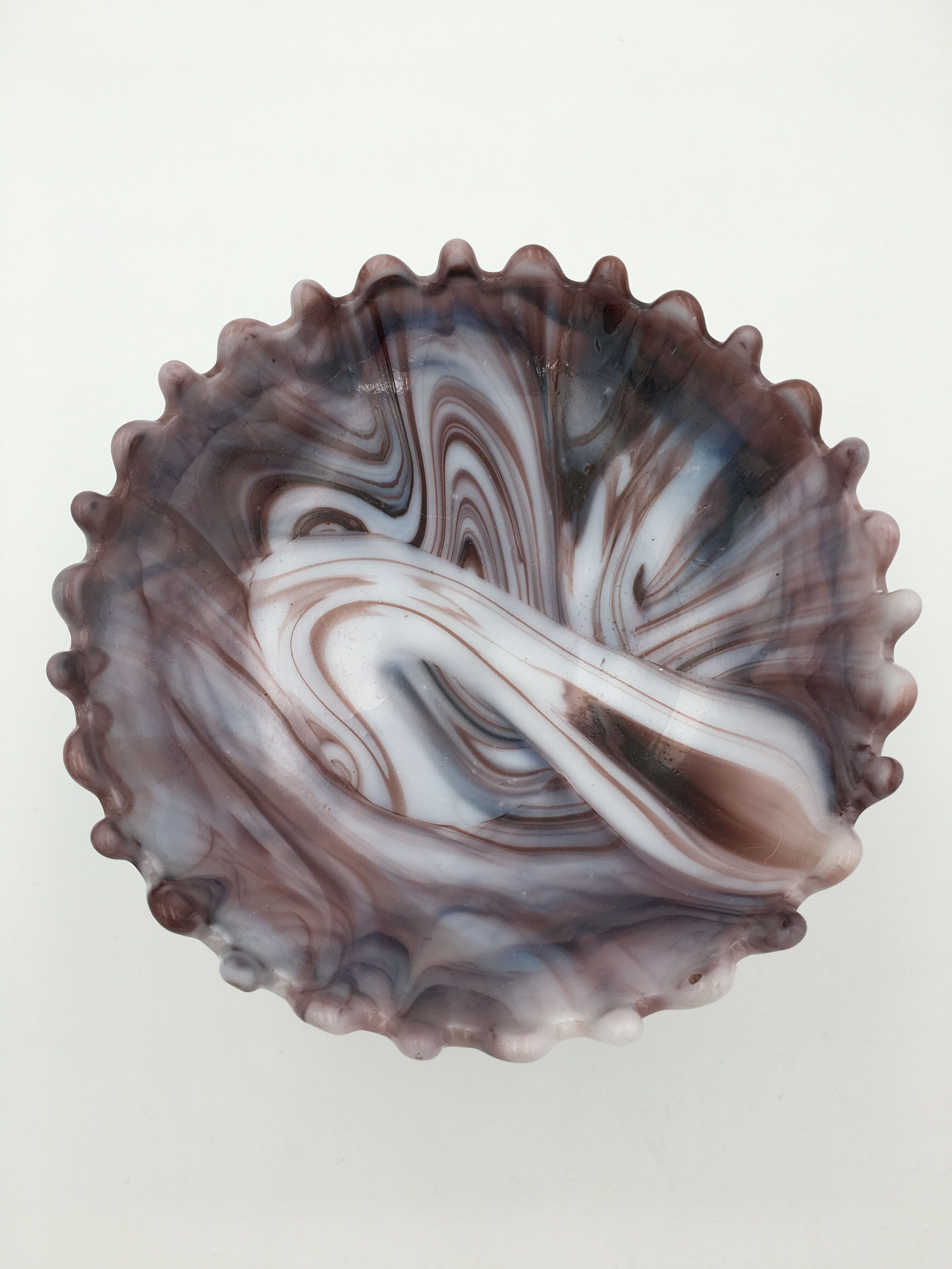 Coupe sur pied en opaline de foire marbrée porte bijoux  - Début XXème siécle