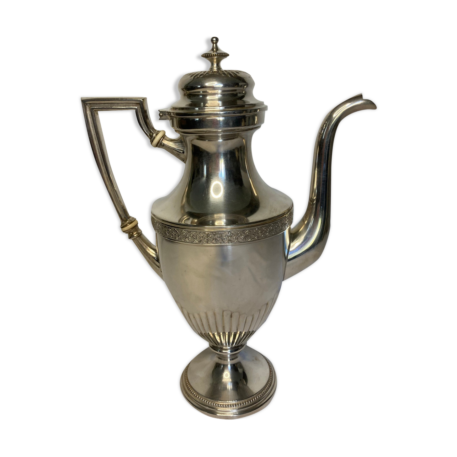 Antique silver-plated metal baluster jug from the early 20th century, VMF