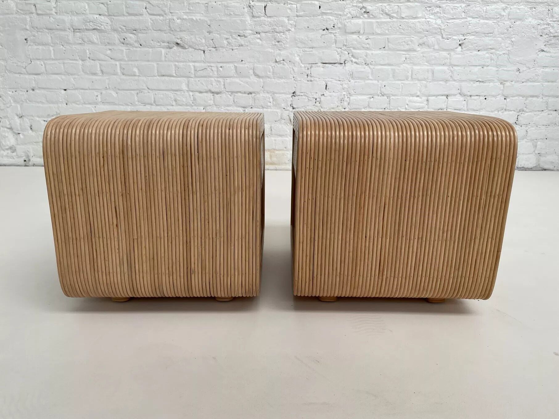 Pair of rattan bedside tables
