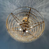 Brass chandelier and crystal tassel waterfall
